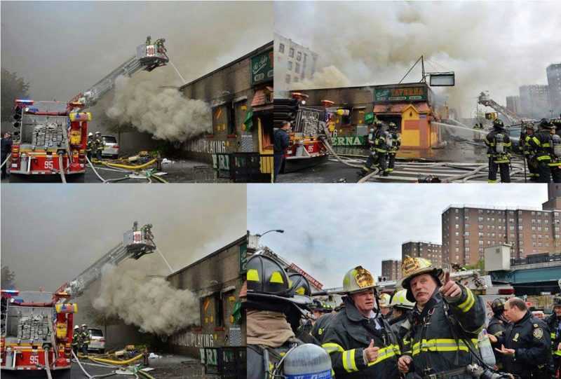 Fuego destruye comercios en el Alto Manhattan