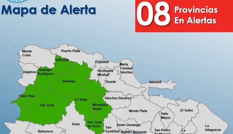 COE mantiene 8 provincias en alerta verde por lluvias