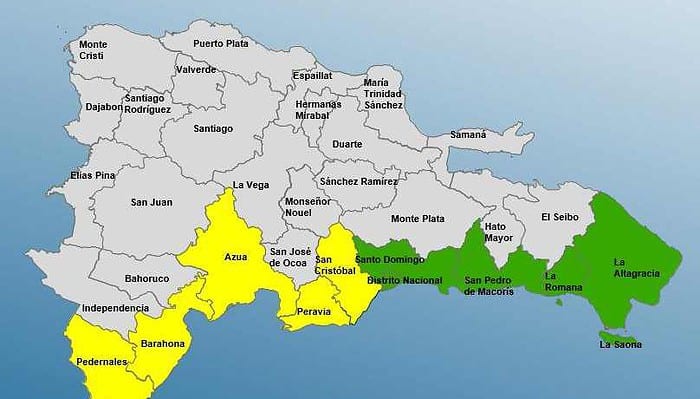 El COE coloca cinco provincias en alerta amarilla y otras cinco en verde ante el huracán Beryl