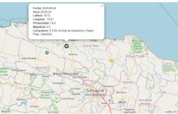 Sismo de magnitud 4.0 al Este de Guananico, Puerto Plata