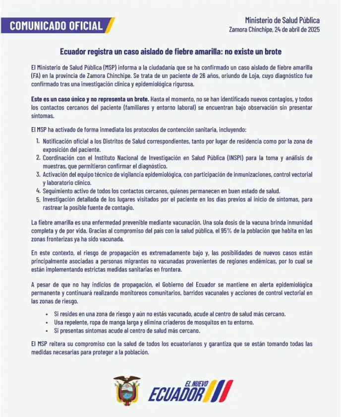 fiebre amarilla ecuador