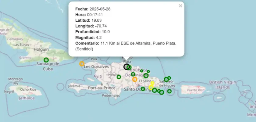 Sismo de magnitud 4.2 sacude Puerto Plata y el Cibao Sismo de magnitud 4.2 sacude Puerto Plata y el Cibao