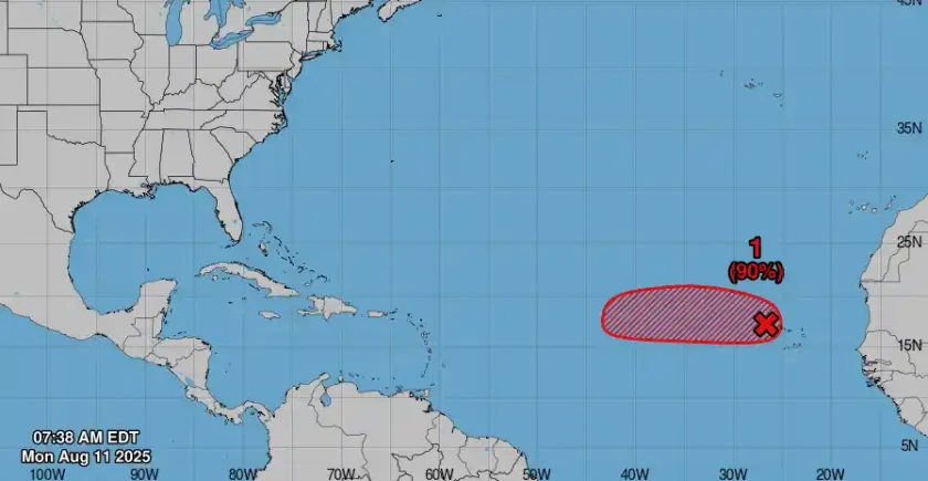 AL97 amenaza en el Atlántico oriental: 90 % de probabilidad de convertirse en ciclón tropical hoy