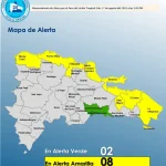 COE mantiene 8 provincias en alerta amarilla y Santo Domingo y DN en verde