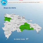 COE emite alerta verde por lluvias intensas y posibles inundaciones en 7 provincias de RD