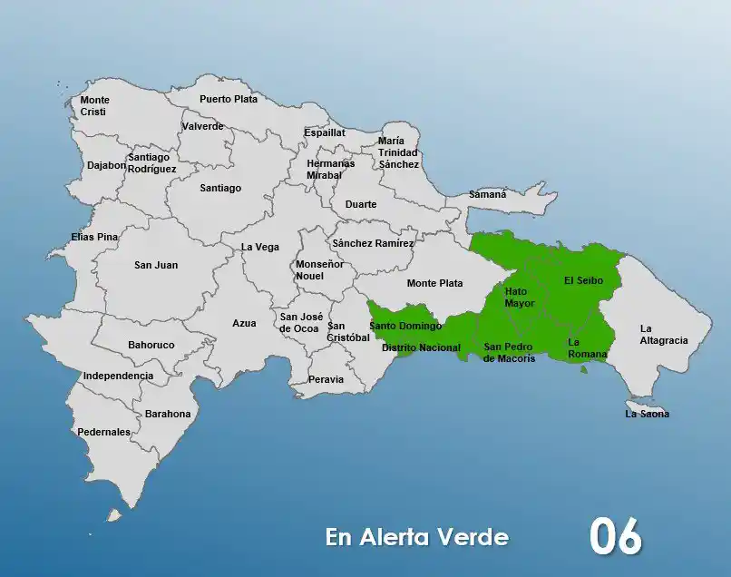 COE coloca seis provincias en alerta verde por lluvias