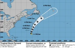 Tormenta tropical Fernand avanza al NNE, lejos de Bermudas