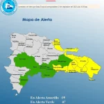 Alerta por lluvias en RD: 9 provincias en amarilla y 7 en verde por onda tropical