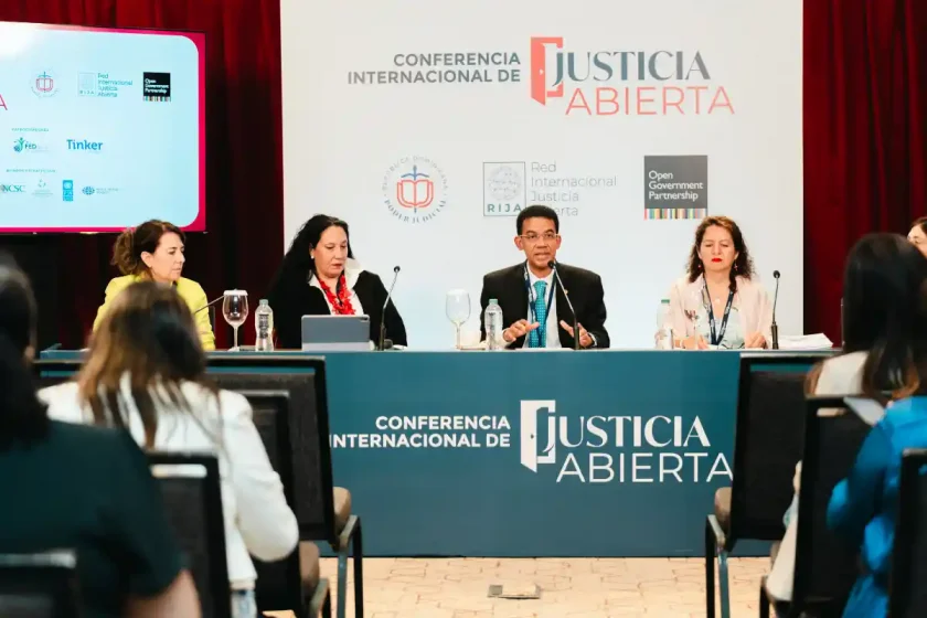 Juez Francisco Ortega Polanco en la Primera Conferencia Internacional de Justicia Abierta en República Dominicana