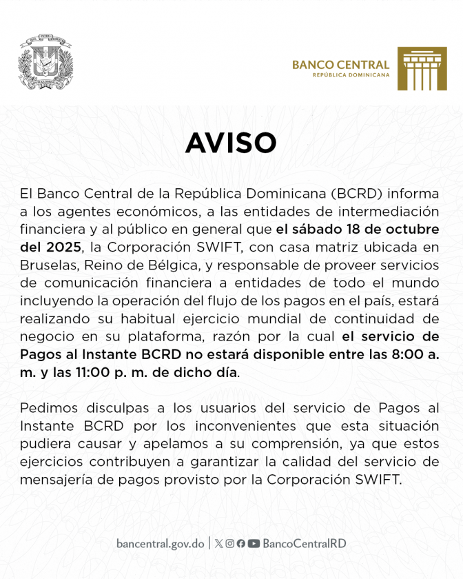 Aviso Pagos al Instante octubre 2025