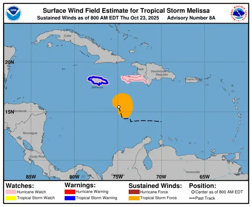 Tormenta tropical Melissa amenaza a Jamaica y Haití Tormenta tropical Melissa amenaza a Jamaica y Haití