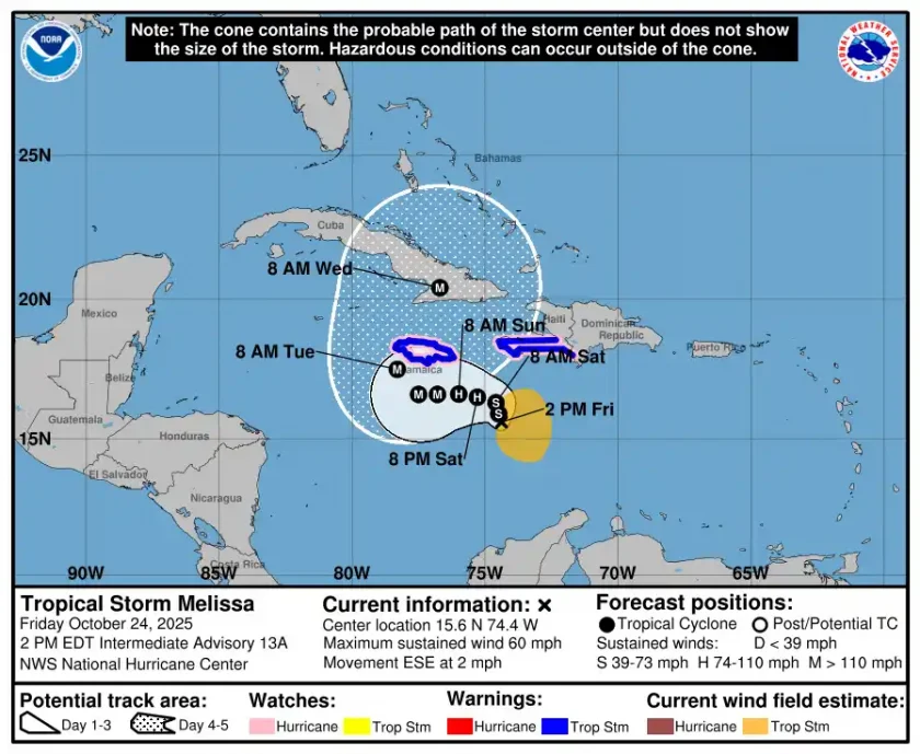Tormenta tropical Melissa se fortalece rumbo a Jamaica y Haití Tormenta tropical Melissa se fortalece rumbo a Jamaica y Haití