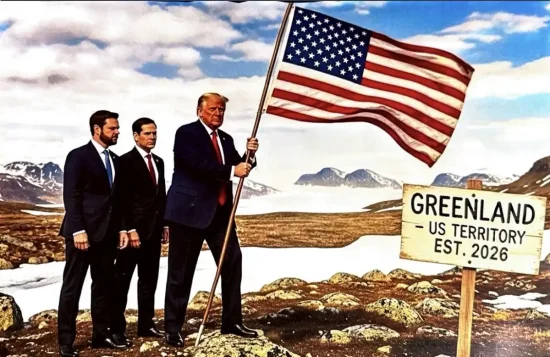 Trump publica imagen de sí mismo con bandera estadounidense en Groenlandia