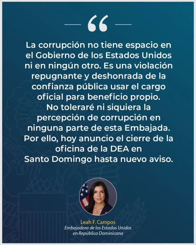 EE.UU. cierra temporalmente oficina de la DEA en Santo Domingo por investigación interna EE.UU. cierra temporalmente oficina de la DEA en Santo Domingo por investigación interna