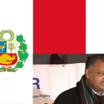 Bandera de Perú y retrato de Jesse Jackson.