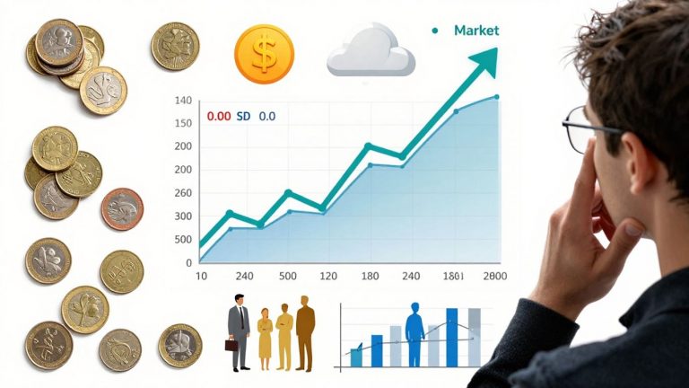 Persona evaluando portafolio con benchmarks financieros.