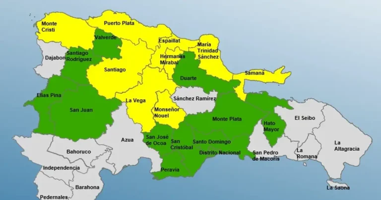 COE mantiene 9 provincias en alerta amarilla por vaguada