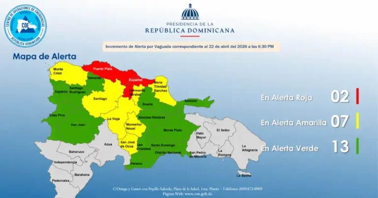 COE pone a Puerto Plata y Espaillat en alerta roja por vaguada