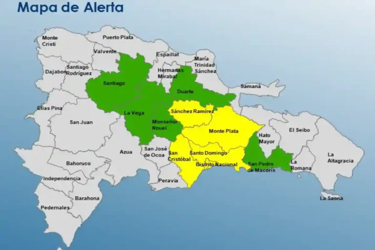 COE eleva alerta amarilla en RD: 5 provincias hoy