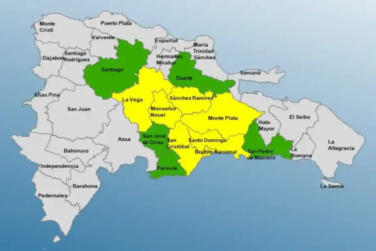 COE sube a 7 provincias en alerta amarilla por vaguada