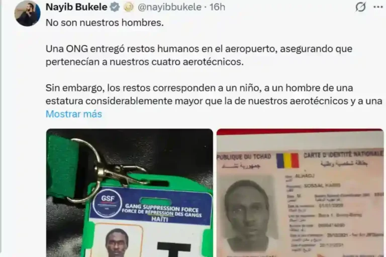 Bukele niega que restos entregados en Haití sean de los cuatro militares desaparecidos
