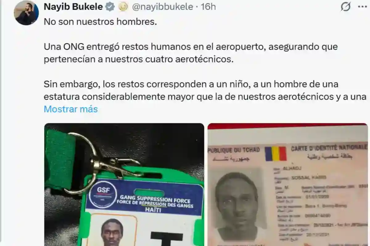 Bukele niega que restos entregados en Haití sean de los cuatro militares desaparecidos Bukele niega que restos entregados en Haití sean de los cuatro militares desaparecidos