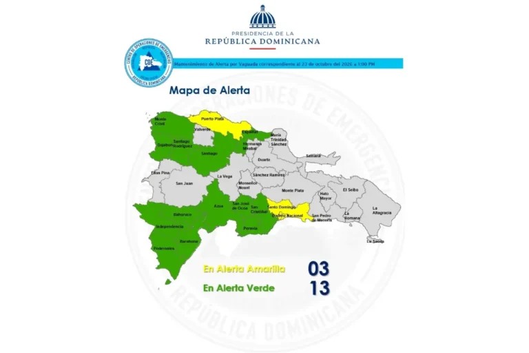 COE baja a verde la alerta en Santiago; Puerto Plata sigue en amarilla