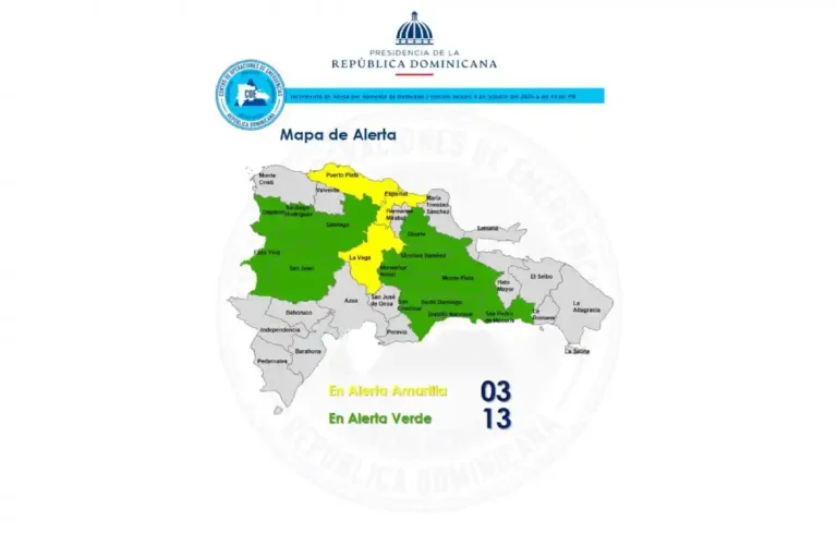 COE eleva a amarilla tres provincias del Cibao