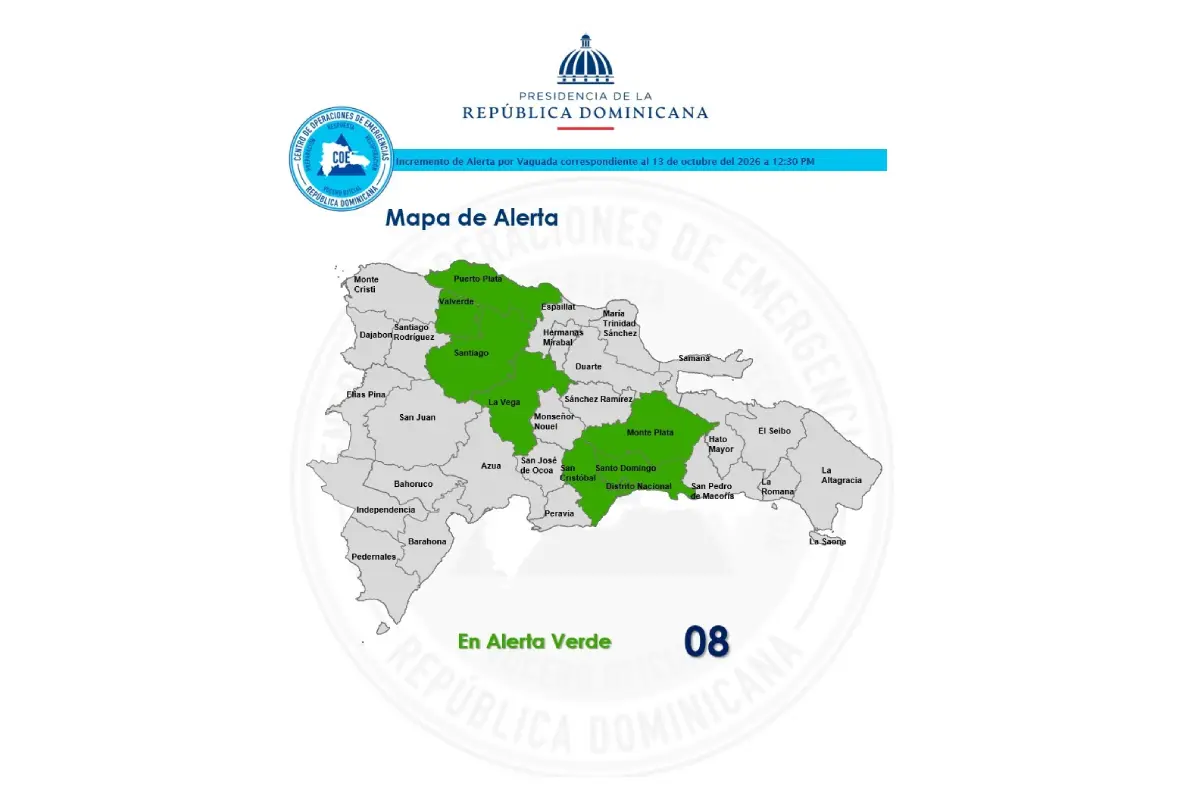 COE amplía alerta verde a ocho demarcaciones por lluvias