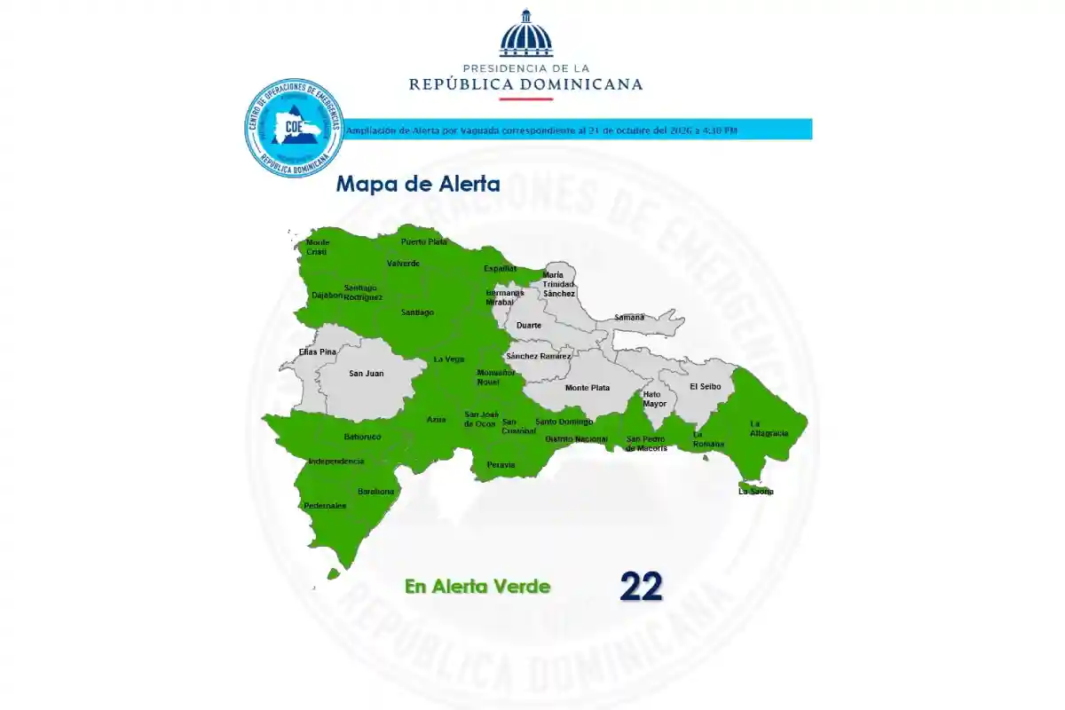 COE amplía alerta verde a 22 zonas por lluvias