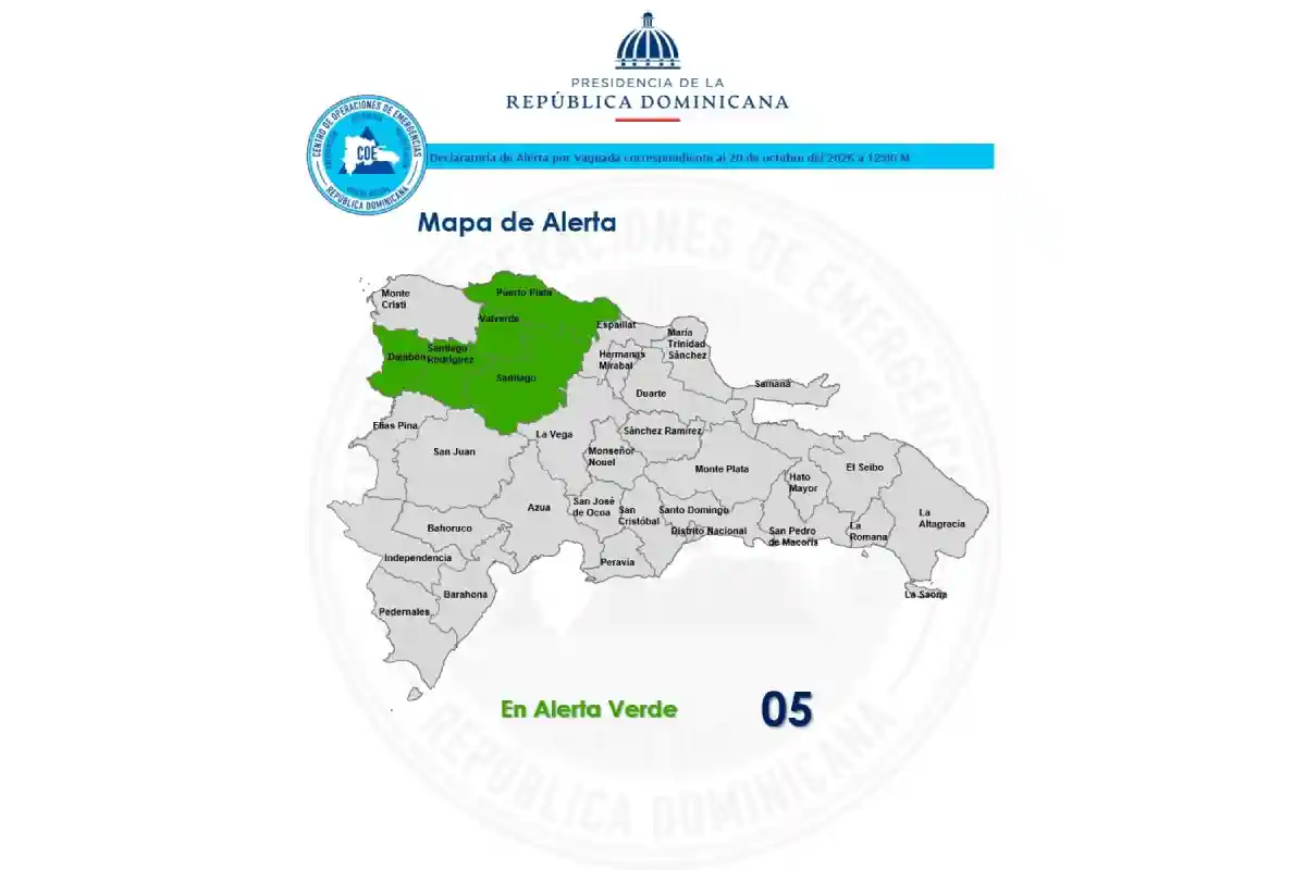 COE declara alerta verde en Santiago y otras cuatro provincias por lluvias