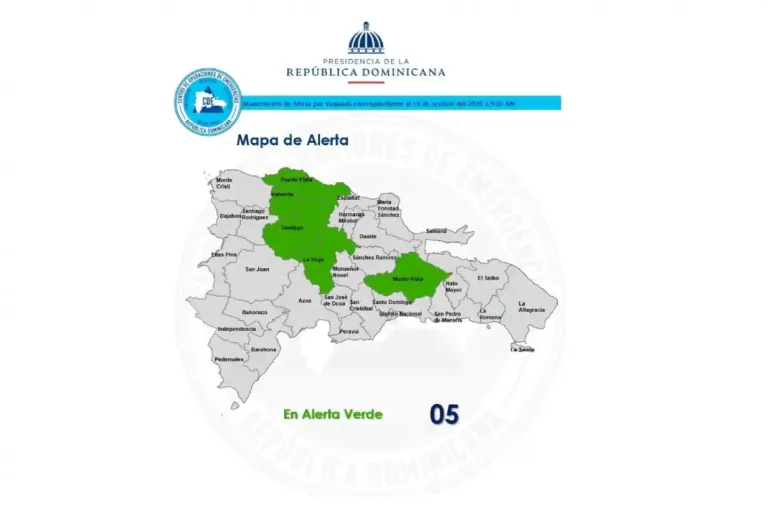 COE mantiene 5 provincias en alerta verde por lluvias